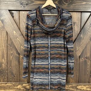 Pure Essence Striped rainbow Cowl Neck tunic shirt dress